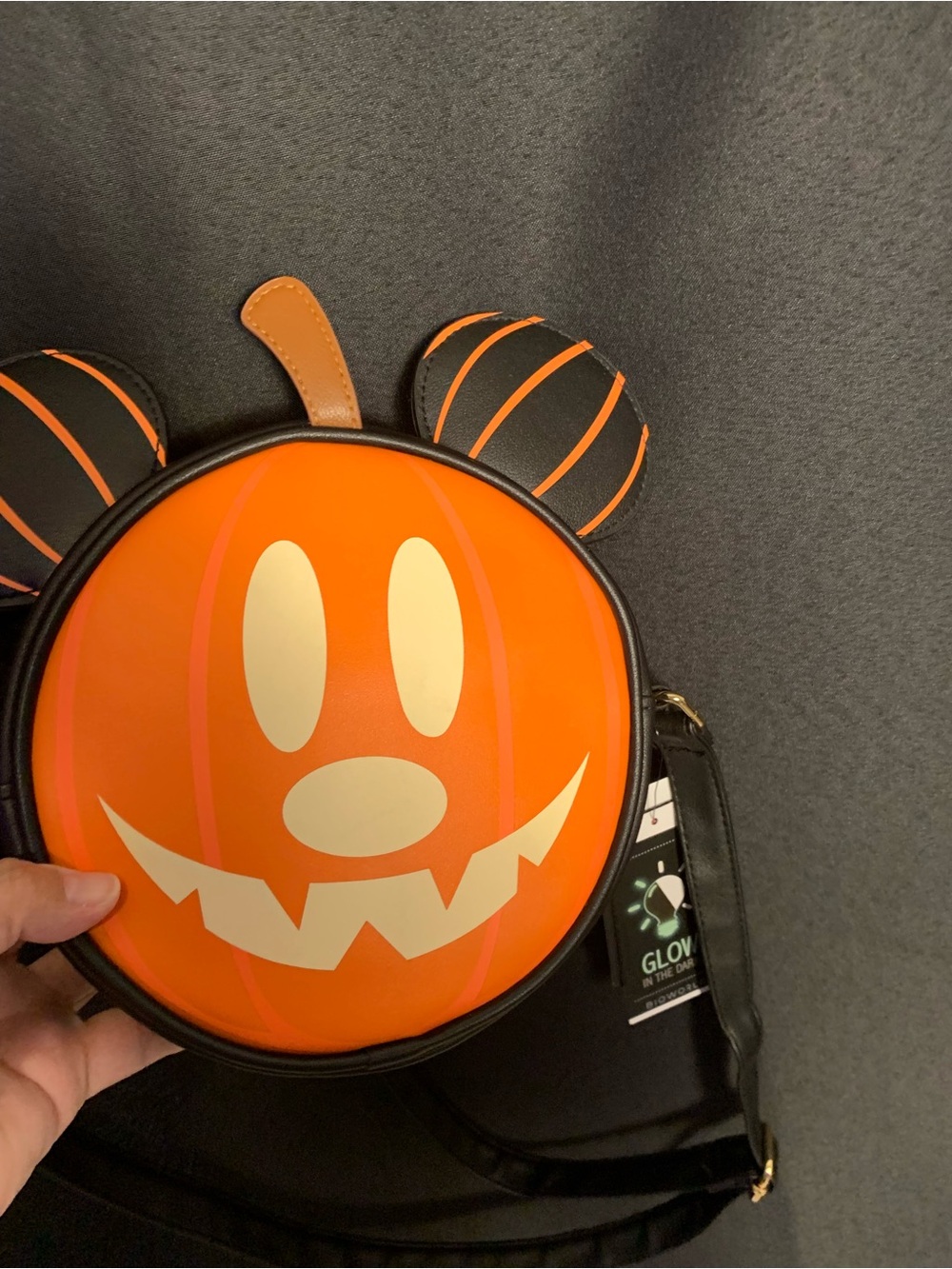 Disney Jack O Lantern Pumpkin Mickey Mouse Crossbody Bag Glow In the Dark